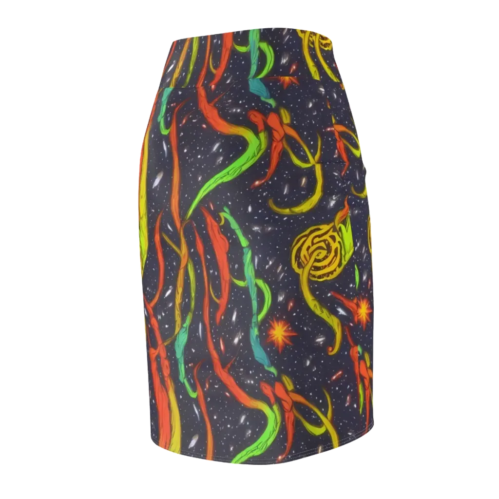 Cosmic Ribbon Riot on Pencil Skirt — Back Side