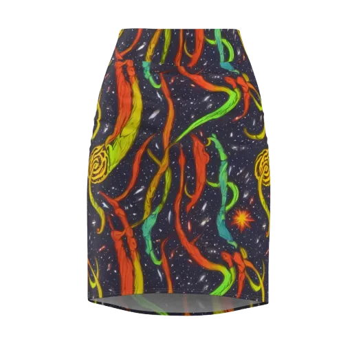 Cosmic Ribbon Riot on a Pencil Skirt