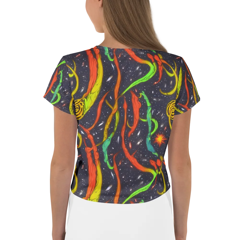 Cosmic Ribbon Riot on Crop Tee — Back