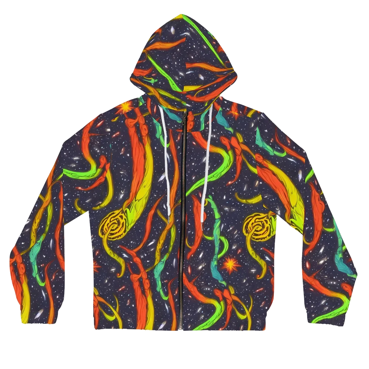 Cosmic Ribbon Riot on Women's Full-Zip Hoodie — Front