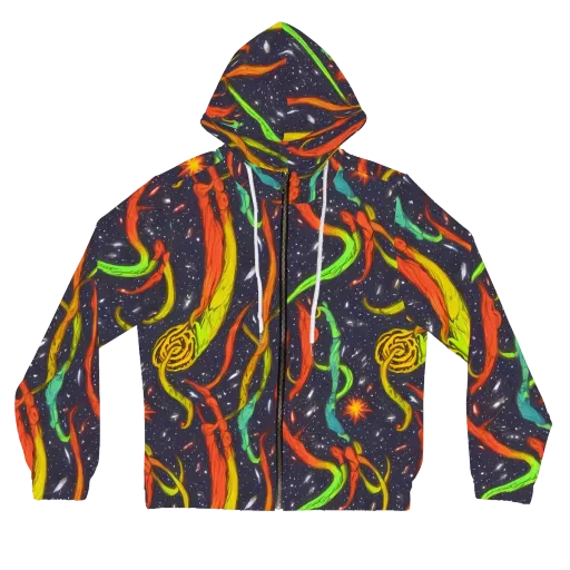 Cosmic Ribbon Riot on a Women's Full-Zip Hoodie