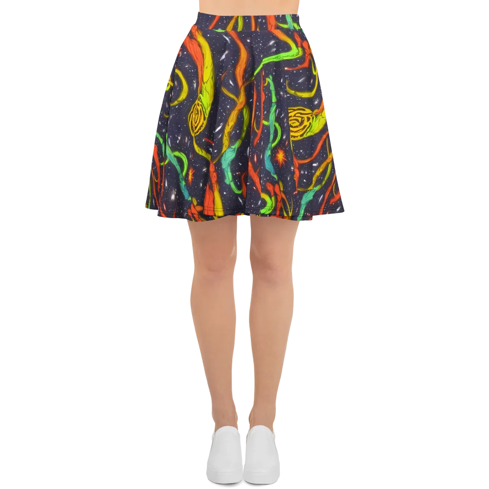 Cosmic Ribbon Riot on Skater Skirt — Front