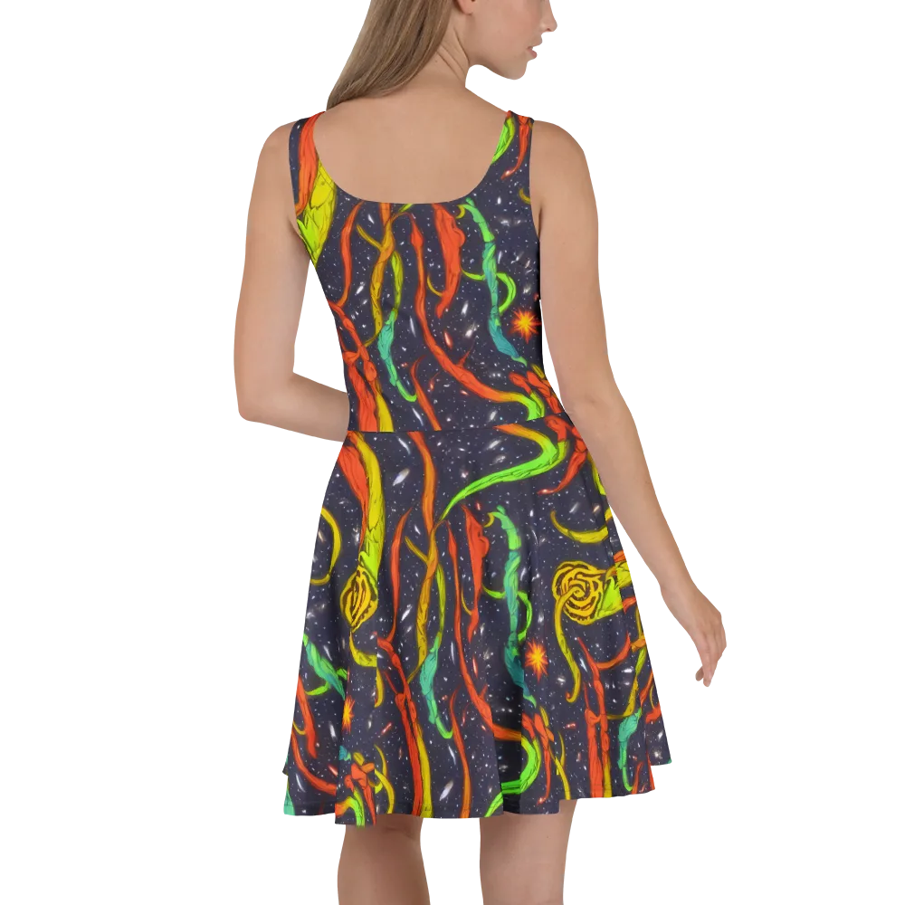 Cosmic Ribbon Riot on Skater Dress — Back