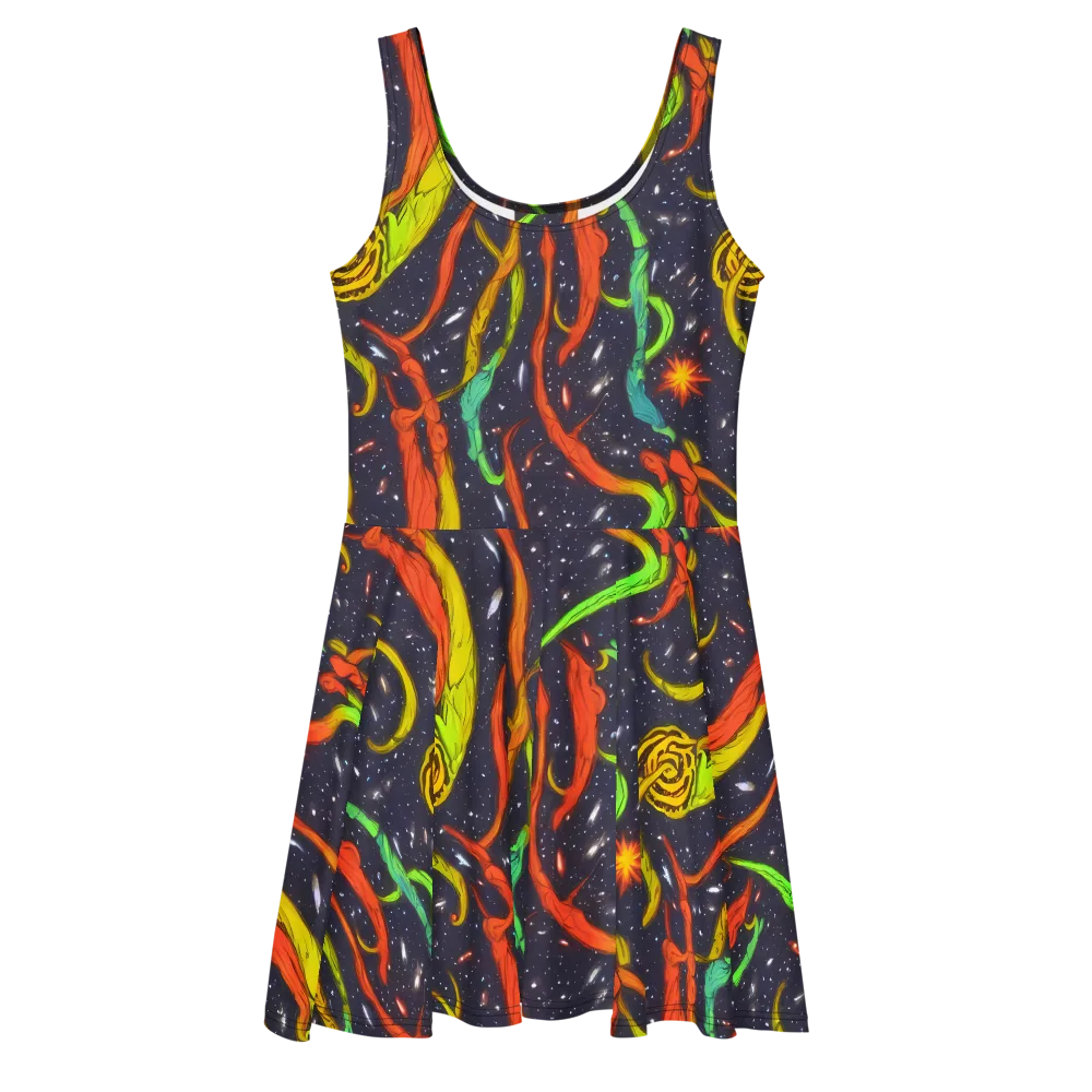 Cosmic Ribbon Riot on Skater Dress — Front