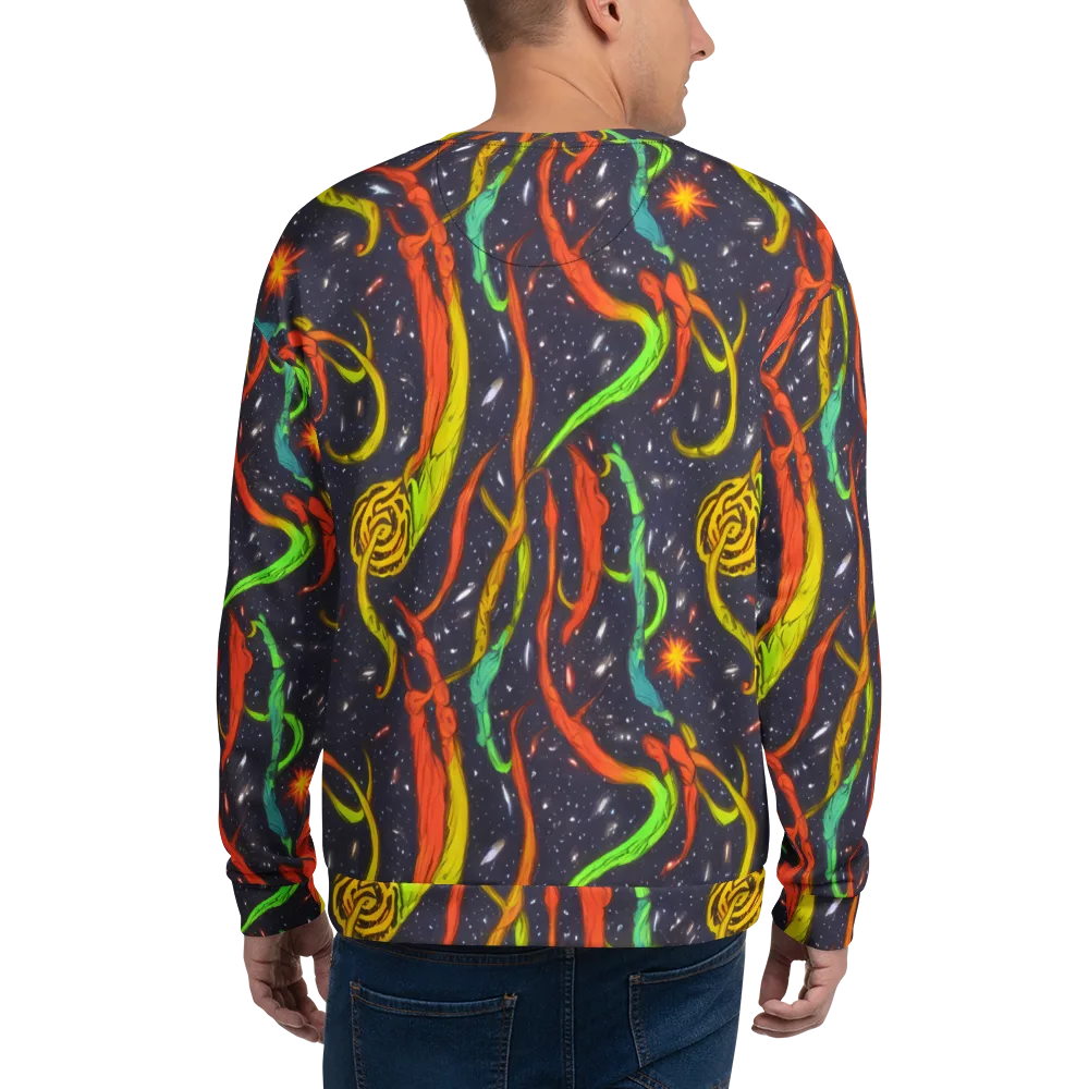 Cosmic Ribbon Riot on Sweatshirt — Back