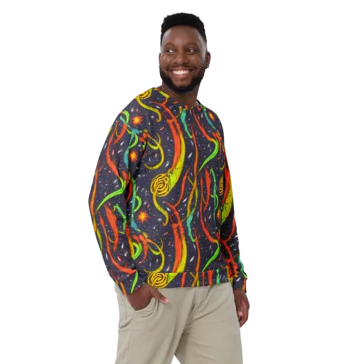 Cosmic Ribbon Riot on a Sweatshirt