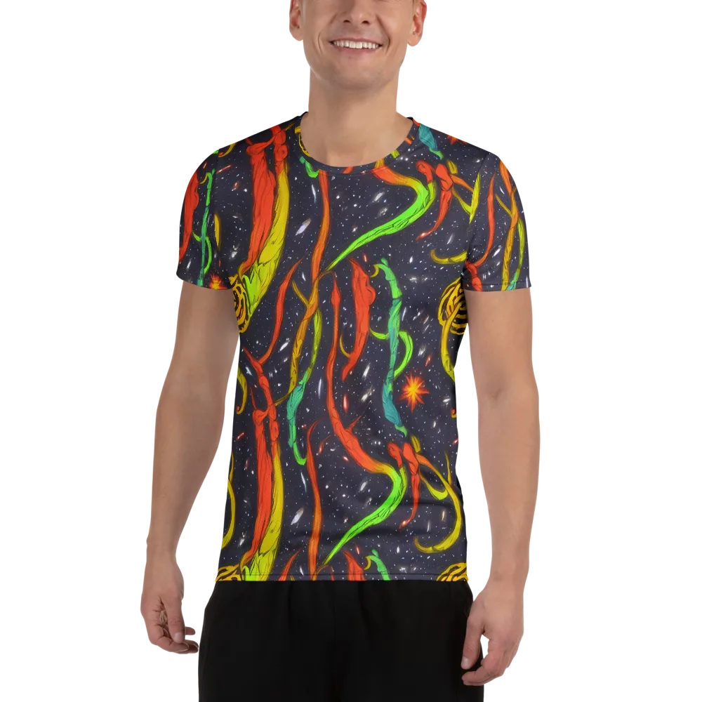 Cosmic Ribbon Riot on Men's Athletic T-Shirt — Front