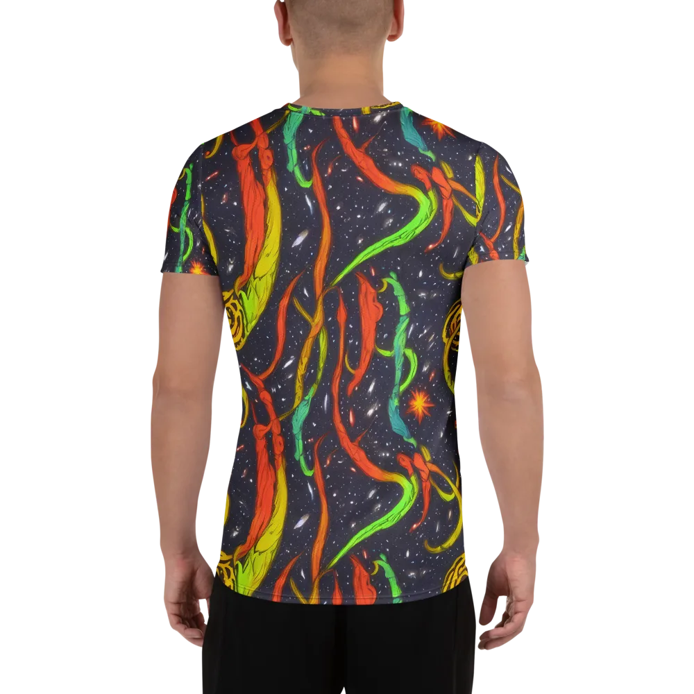 Cosmic Ribbon Riot on Men's Athletic T-Shirt — Back