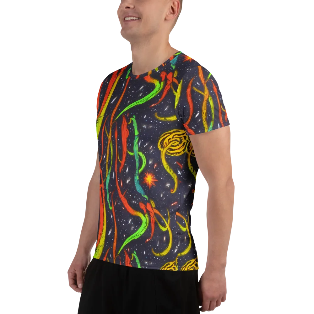 Cosmic Ribbon Riot on Men's Athletic T-Shirt — Left