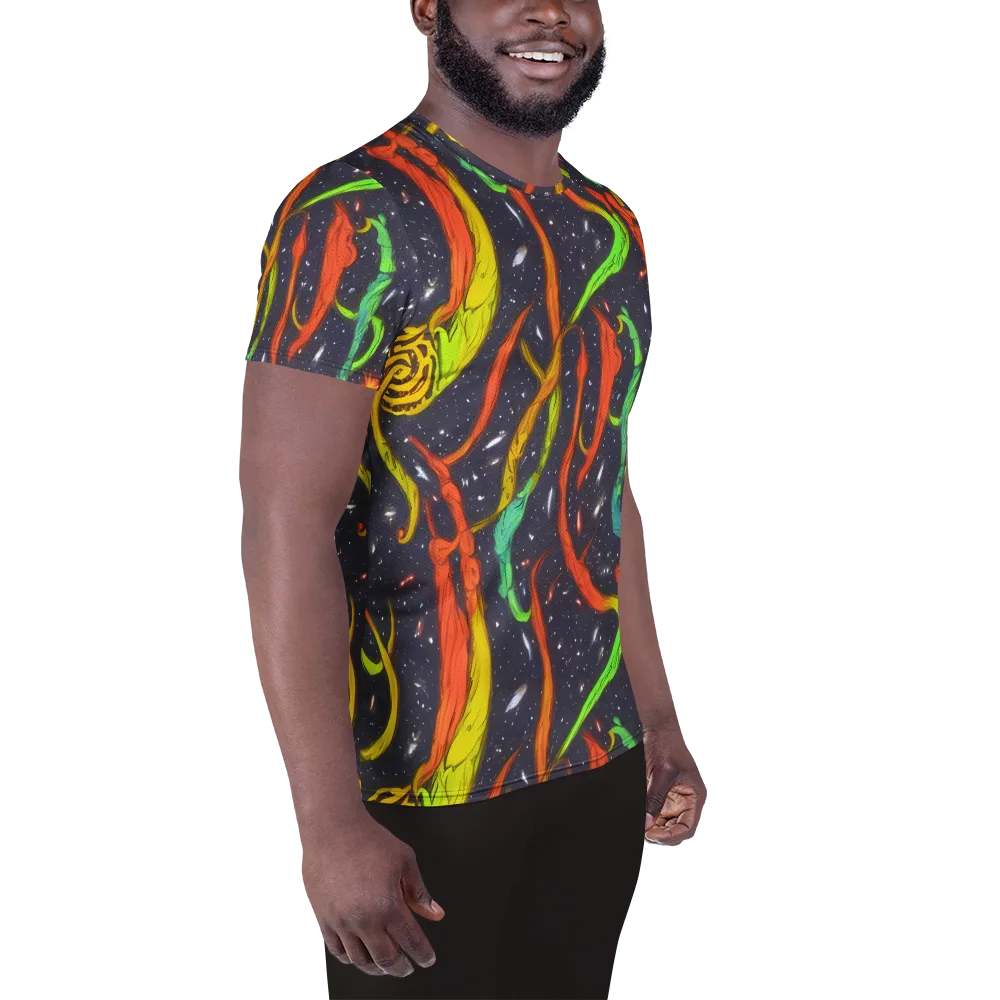 Cosmic Ribbon Riot on Men's Athletic T-Shirt — Right