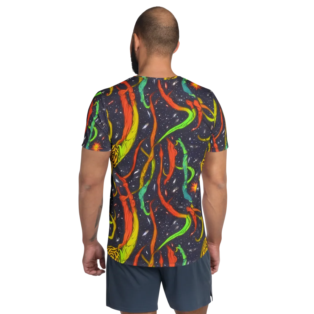 Cosmic Ribbon Riot on Men's Athletic T-Shirt — Back