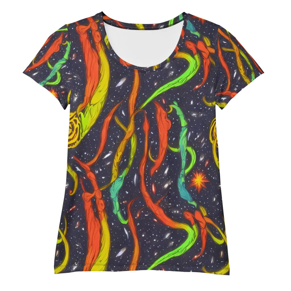 Cosmic Ribbon Riot on Women's Athletic T-Shirt — Front