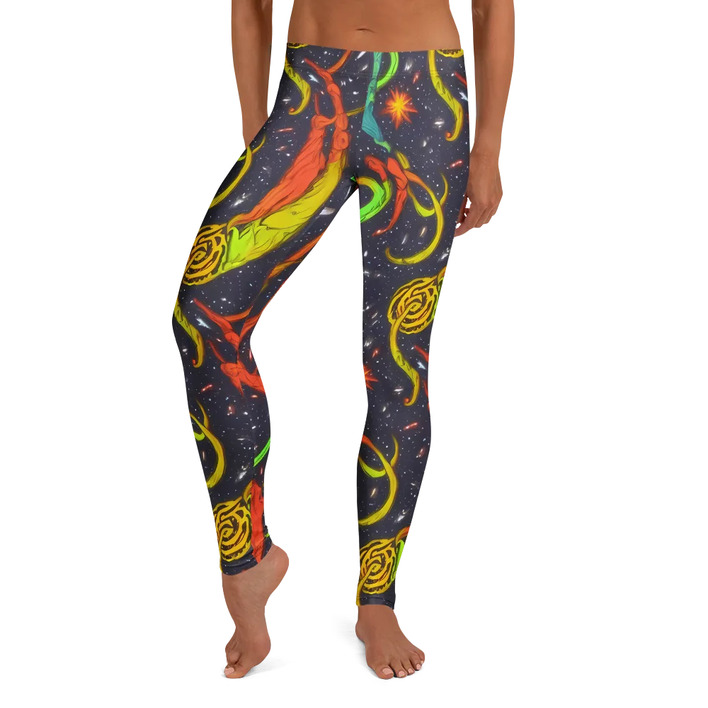 Cosmic Ribbon Riot on Leggings — Front