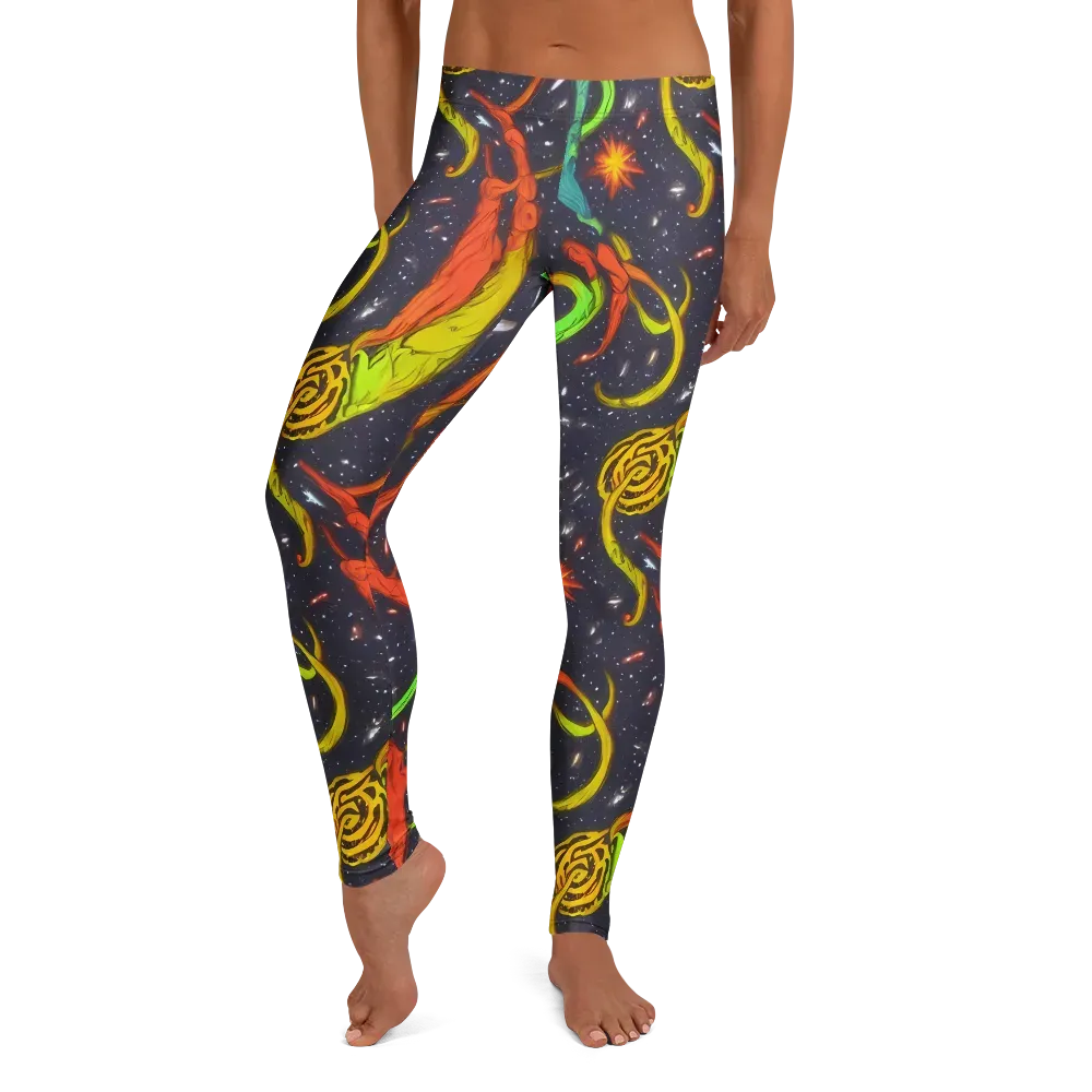 Cosmic Ribbon Riot on Leggings — Front