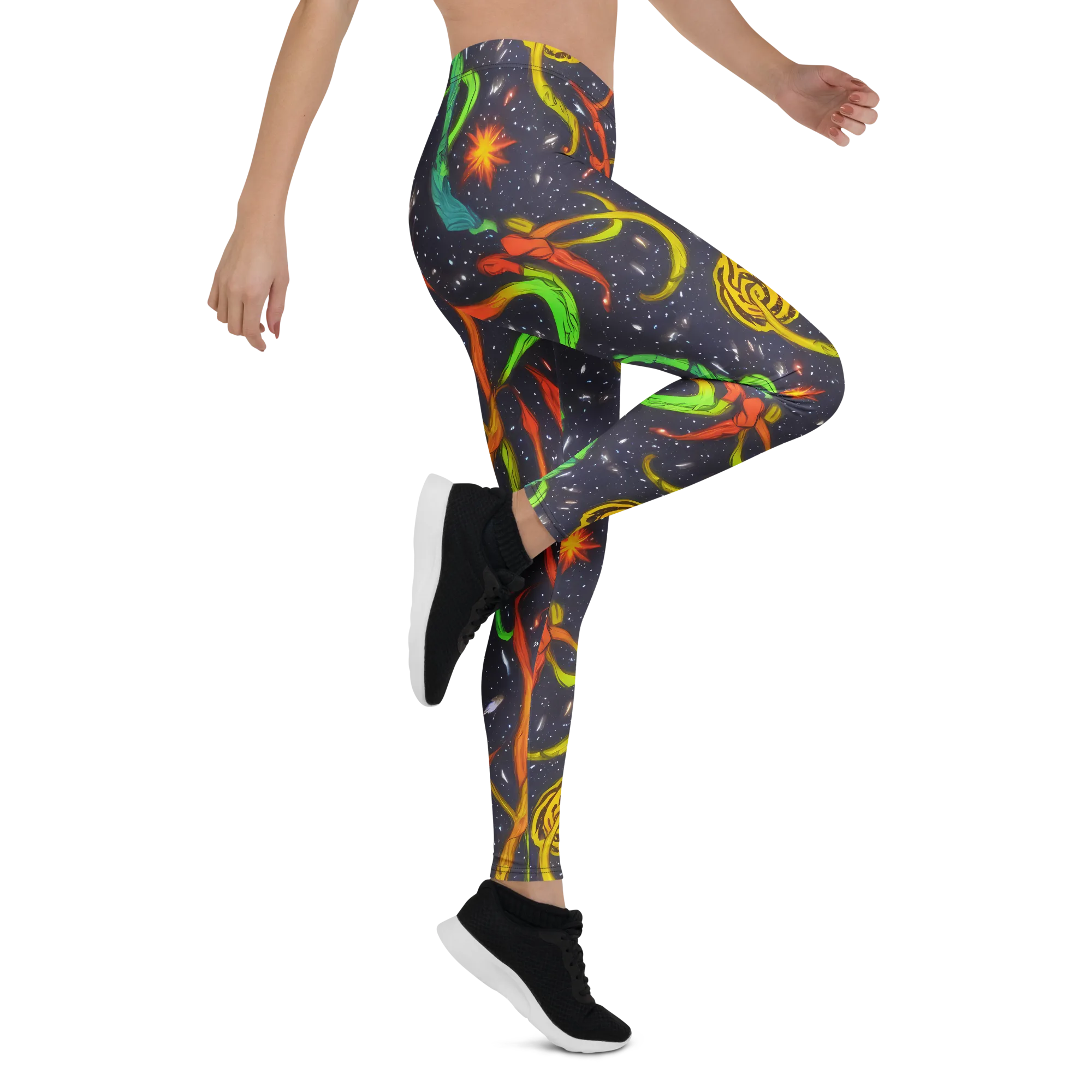 Cosmic Ribbon Riot on Leggings — Right