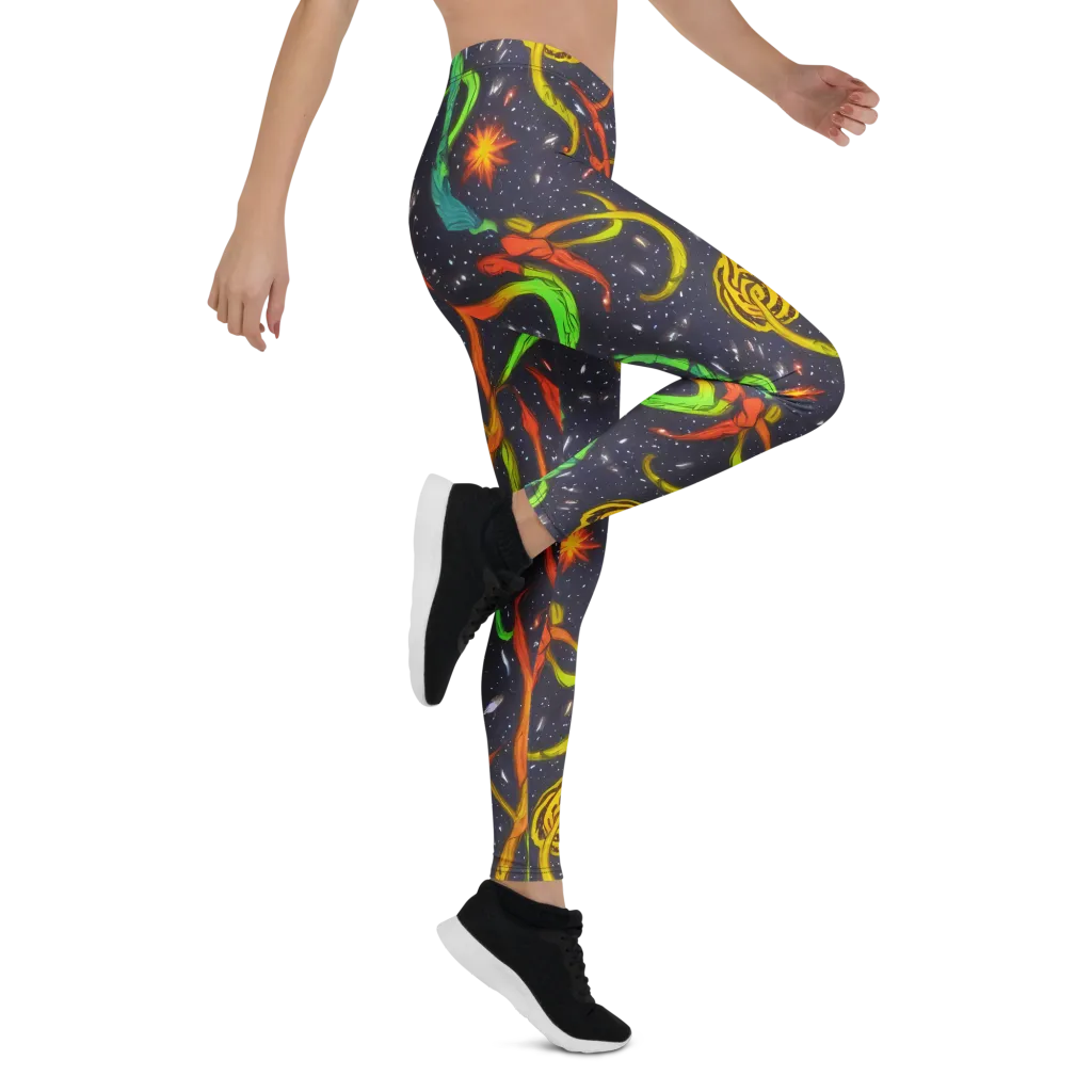 Cosmic Ribbon Riot on Leggings — Right