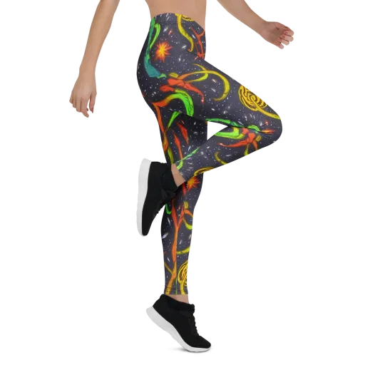Cosmic Ribbon Riot on a Leggings