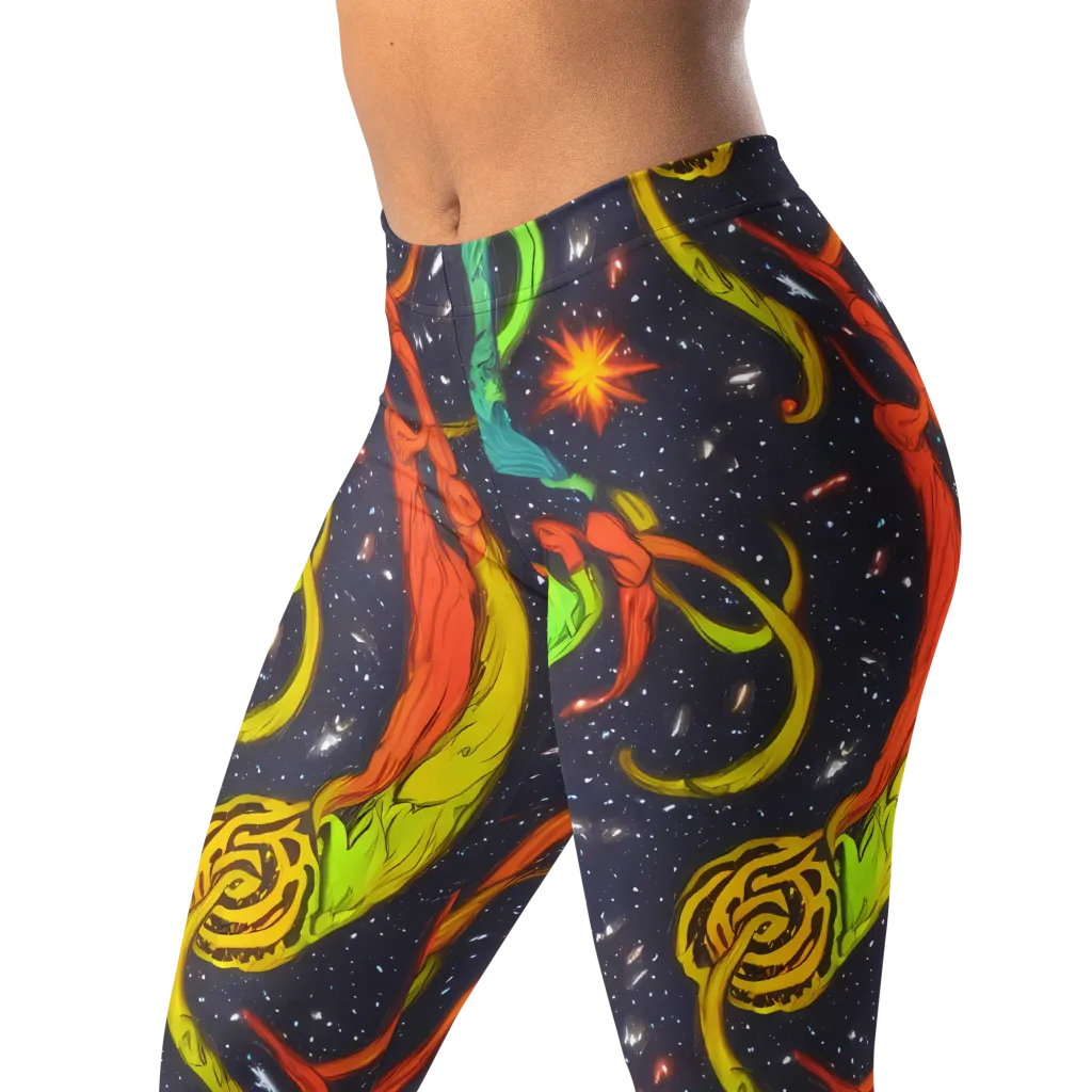 Cosmic Ribbon Riot on Leggings — Left Front