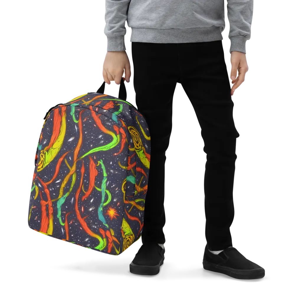 Cosmic Ribbon Riot on Minimalist Backpack — Zoomed-in