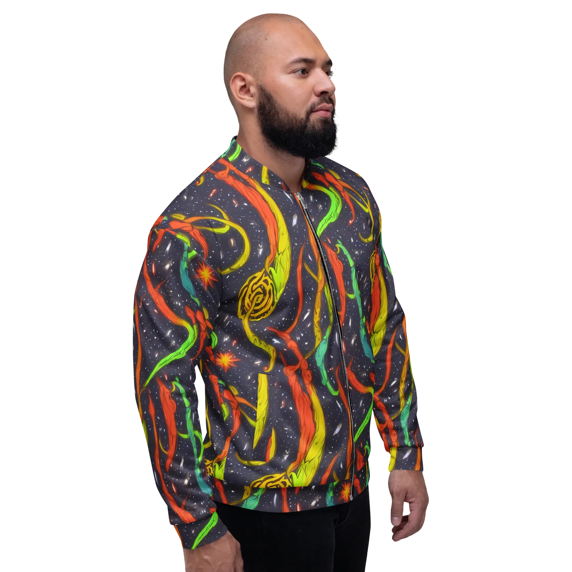 Cosmic Ribbon Riot on Bomber Jacket — Right