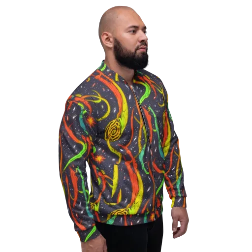 Cosmic Ribbon Riot on a Bomber Jacket