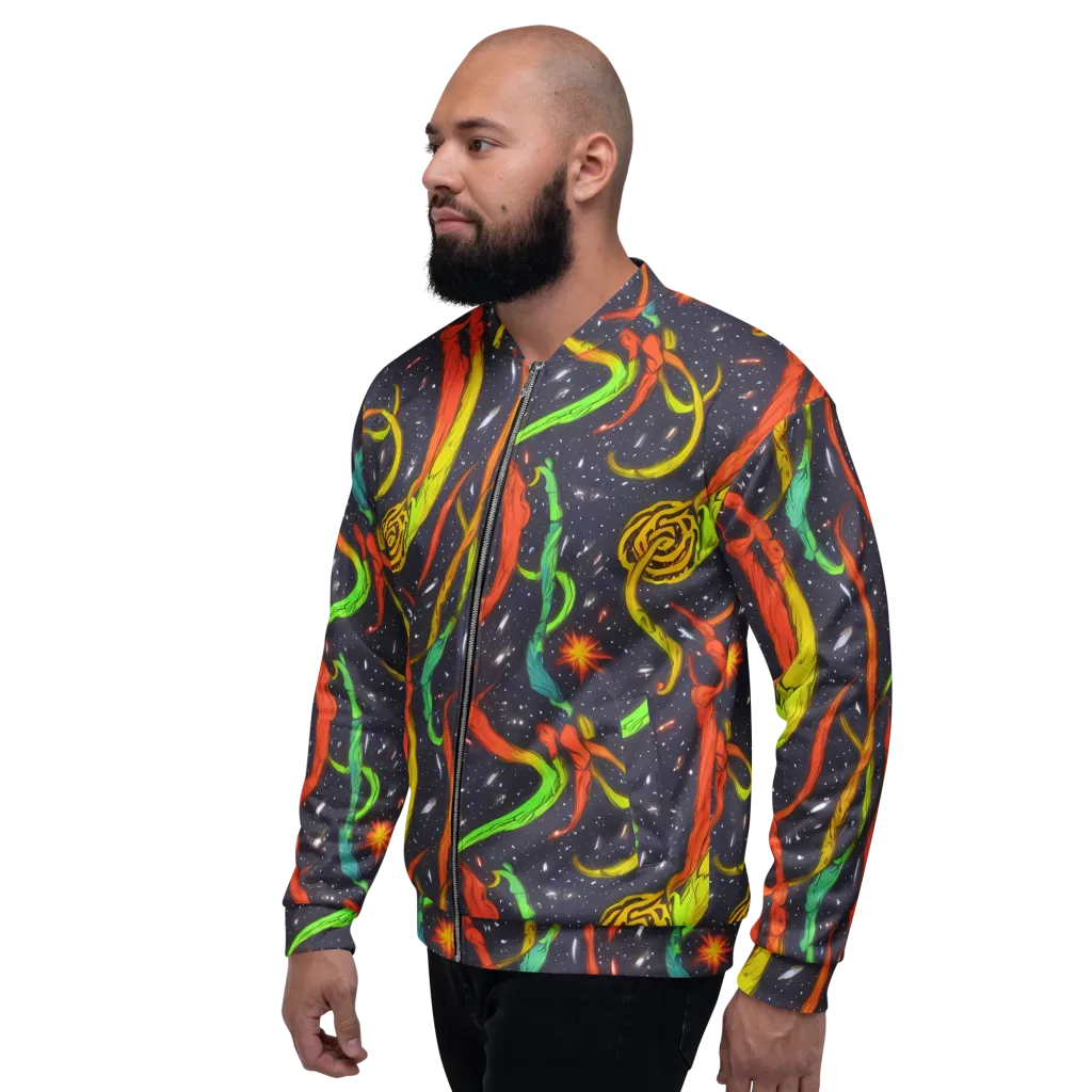 Cosmic Ribbon Riot on Bomber Jacket — Left