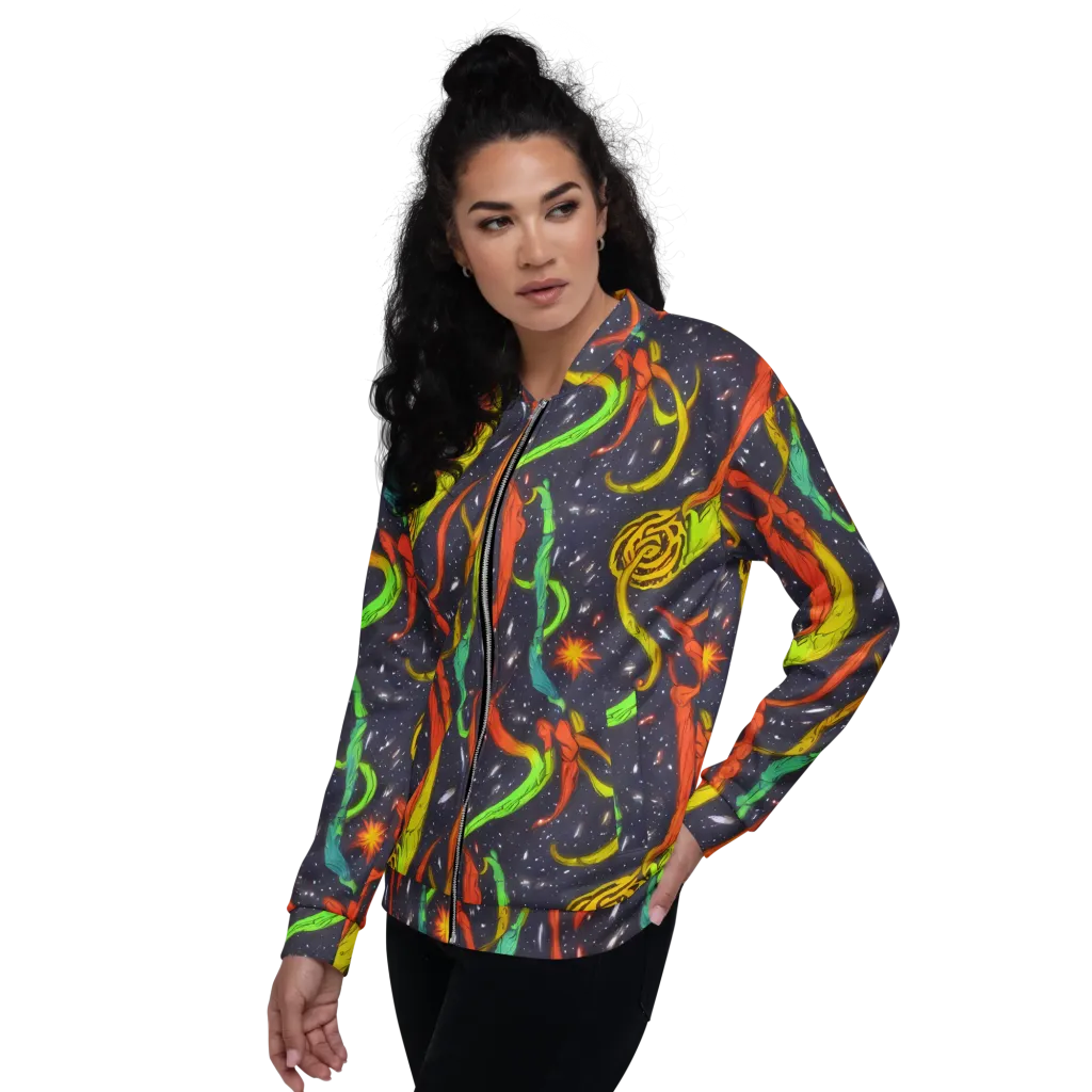 Cosmic Ribbon Riot on Bomber Jacket — Left