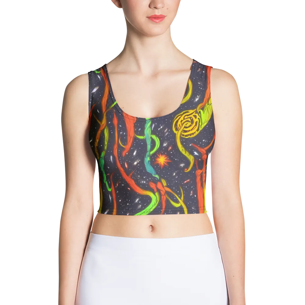 Cosmic Ribbon Riot on Crop Top — Front