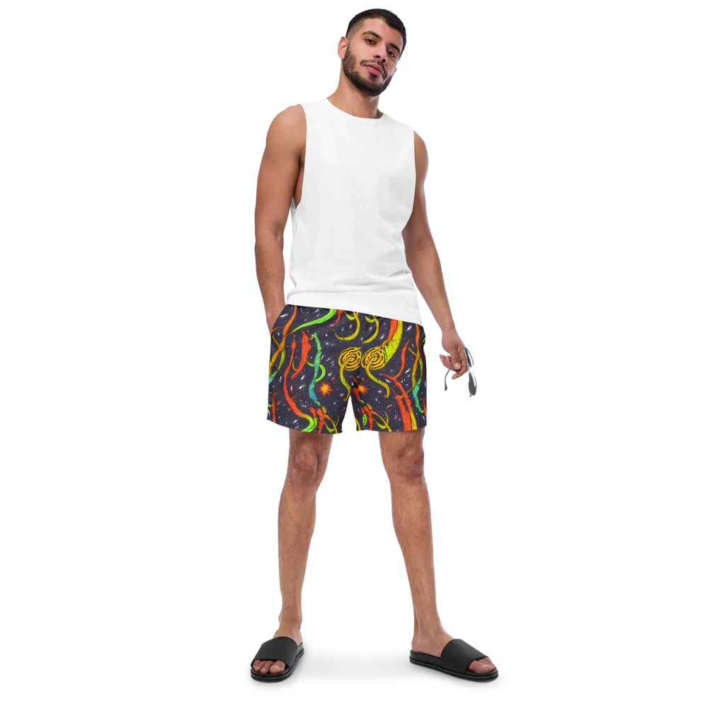 Cosmic Ribbon Riot on Swim Trunks — Front