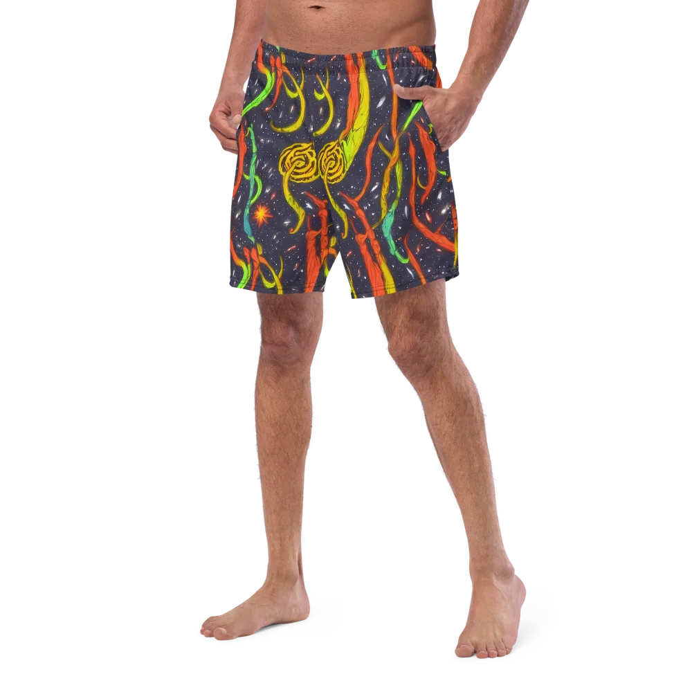Cosmic Ribbon Riot on Swim Trunks — Left Front