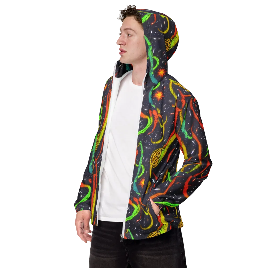 Cosmic Ribbon Riot on Men's Windbreaker — Left Front
