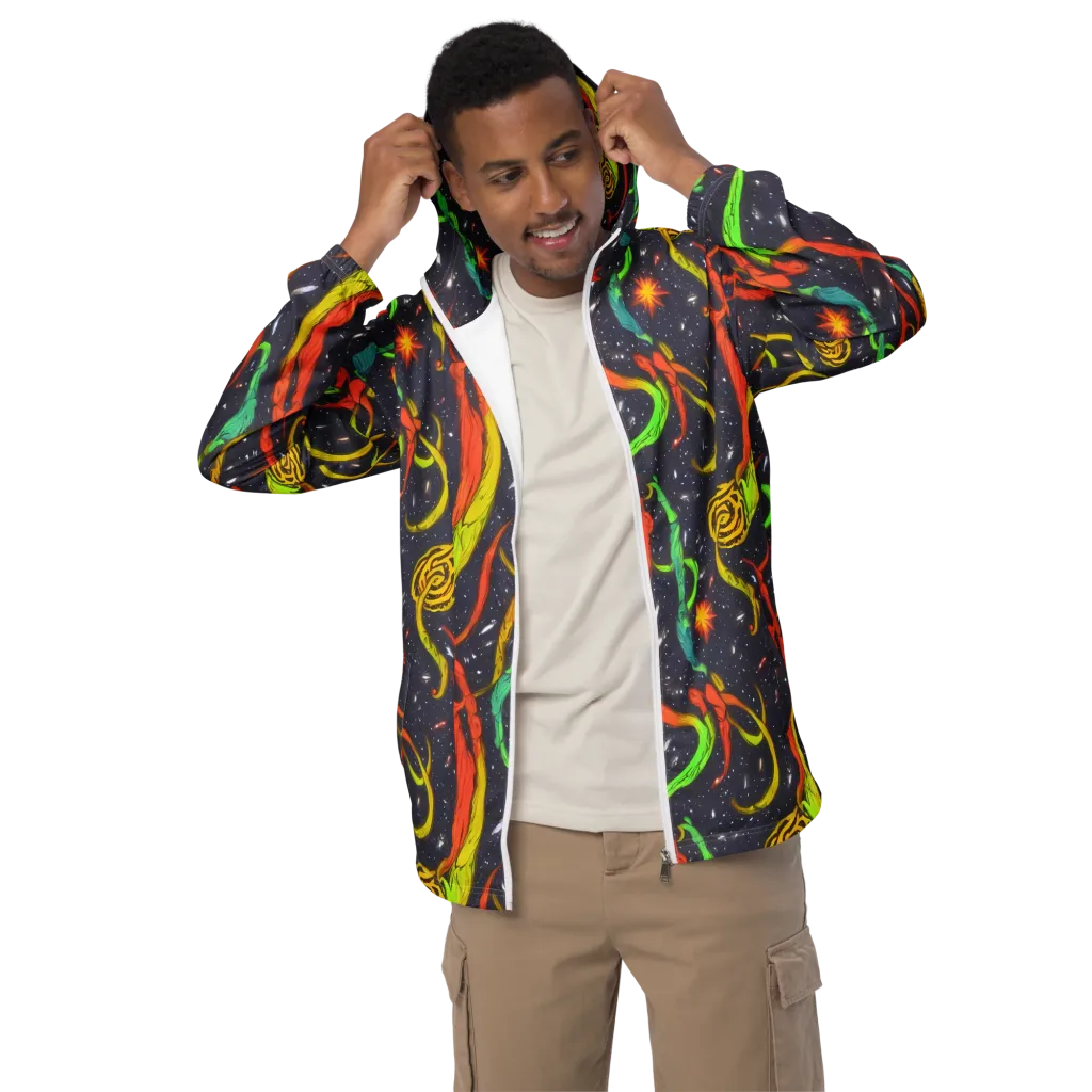 Cosmic Ribbon Riot on Men's Windbreaker — Front
