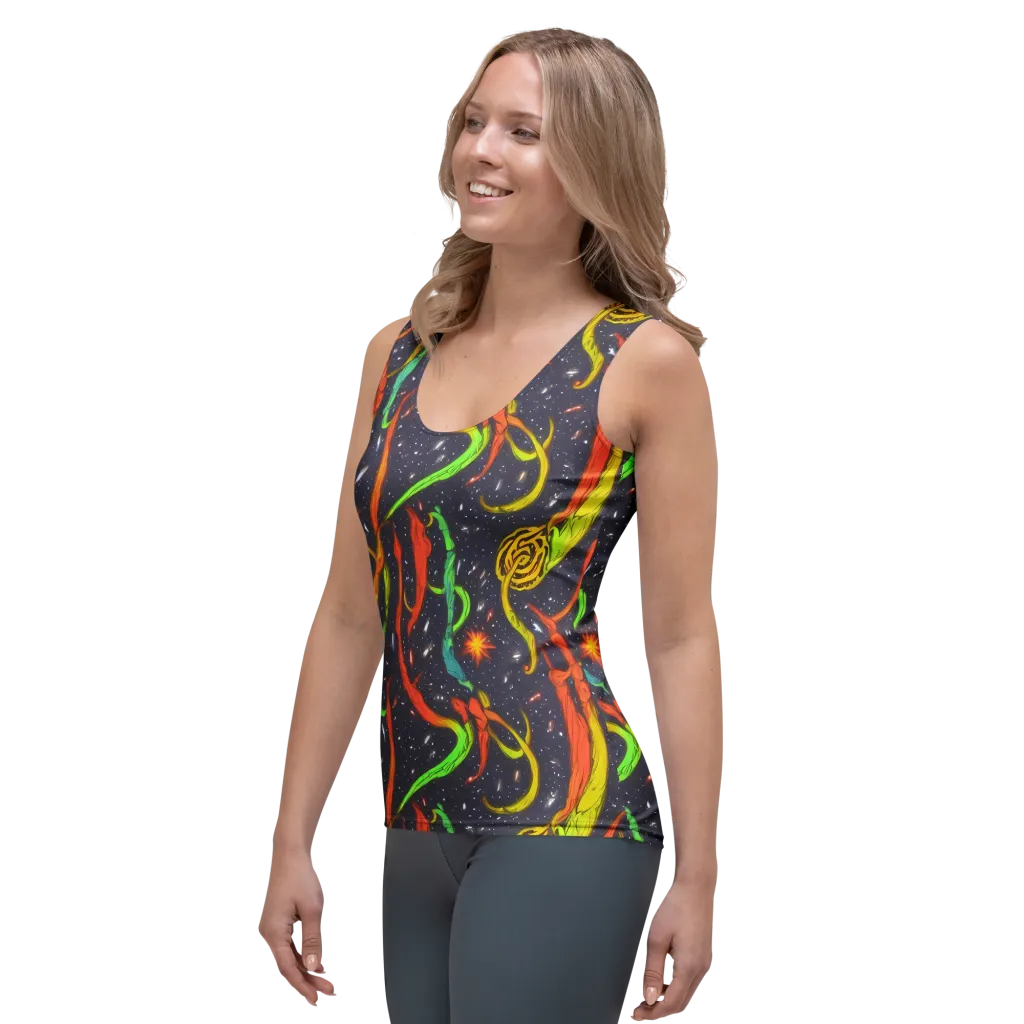 Cosmic Ribbon Riot on Women's Tank Top — Left Front