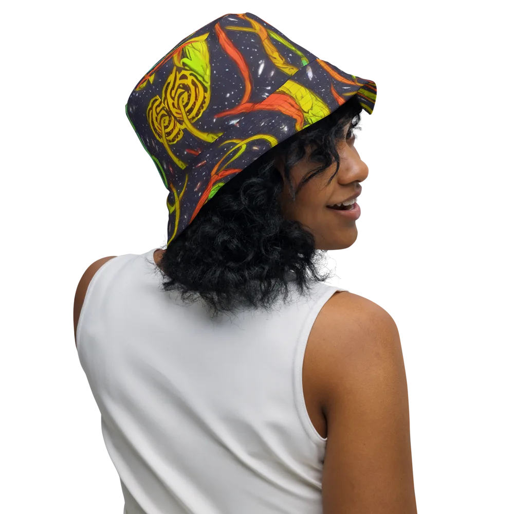 Cosmic Ribbon Riot on Reversible Bucket Hat — Right Outside