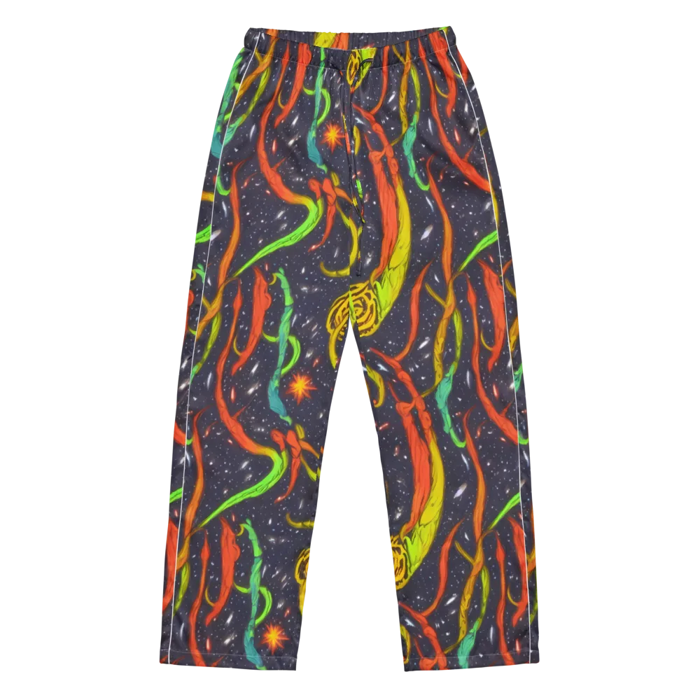 Cosmic Ribbon Riot on Women's Pajama Pants — Front