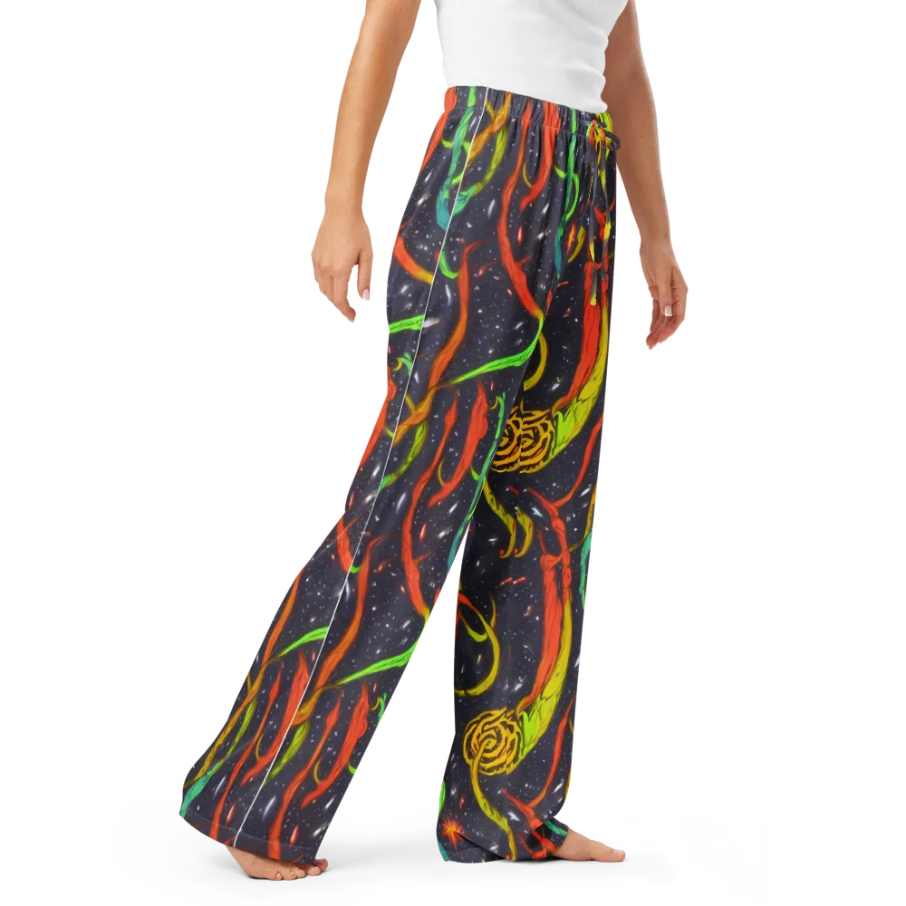 Cosmic Ribbon Riot on Women's Pajama Pants — Right Front