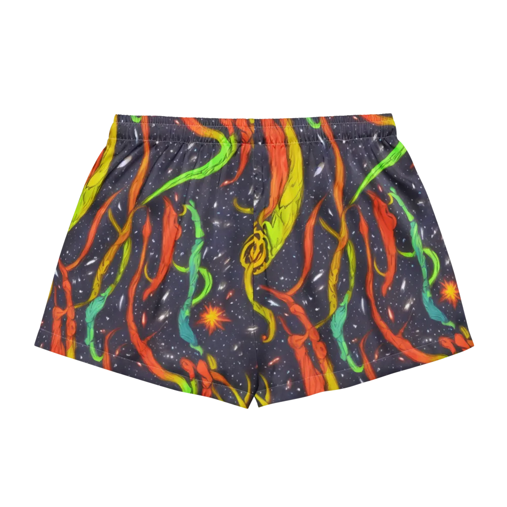 Cosmic Ribbon Riot on Women's Pajama Shorts — Back