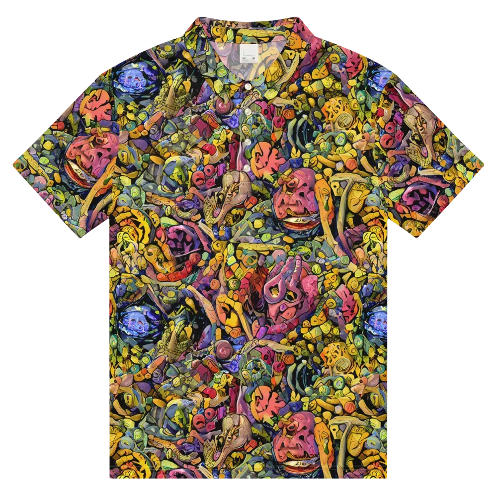Neon Fossil Garden on Men's Slim Fit Polo Shirt — Front
