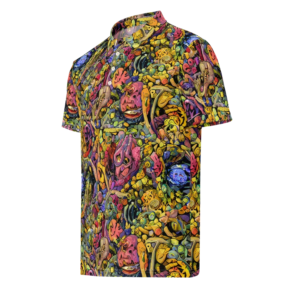 Neon Fossil Garden on Men's Slim Fit Polo Shirt — Left Front