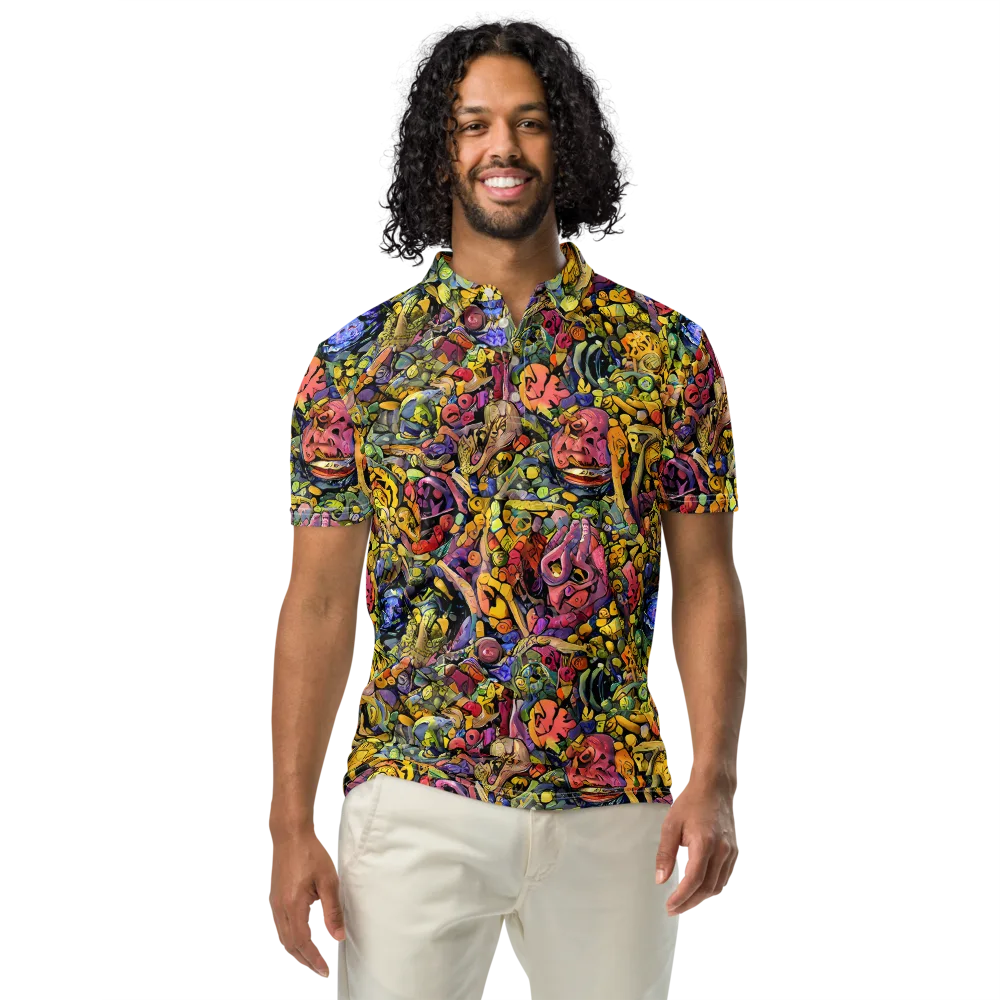 Neon Fossil Garden on Men's Slim Fit Polo Shirt — Front