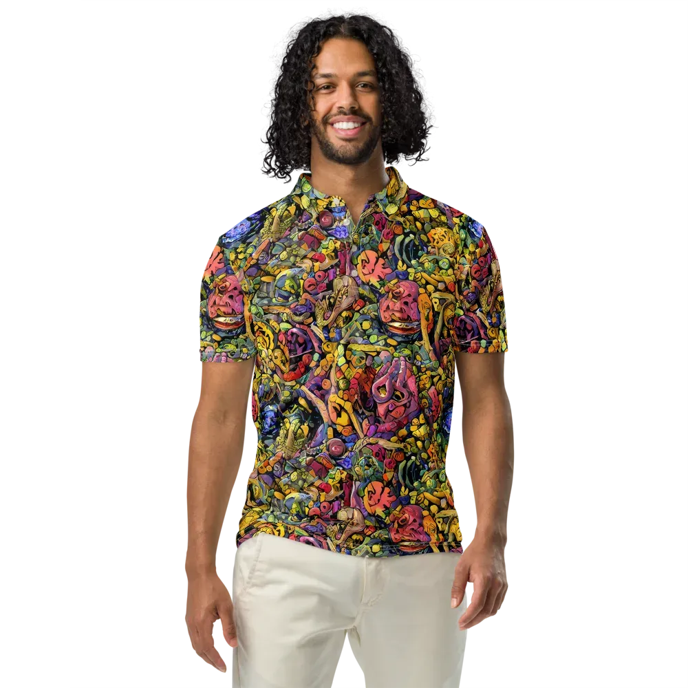 Neon Fossil Garden on Men's Slim Fit Polo Shirt — Front