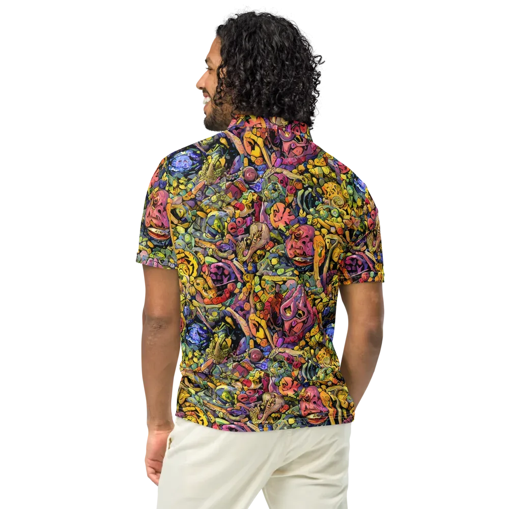 Neon Fossil Garden on Men's Slim Fit Polo Shirt — Back