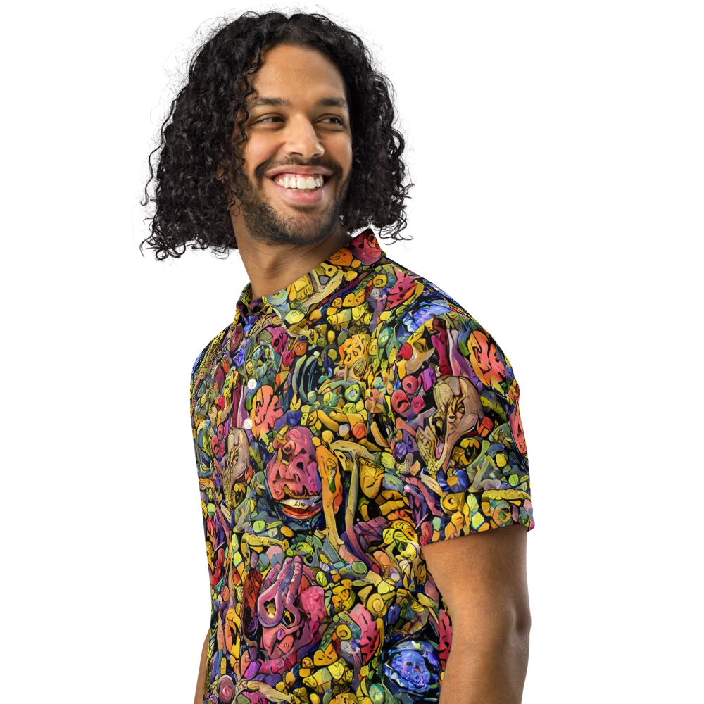 Neon Fossil Garden on Men's Slim Fit Polo Shirt — Left Front