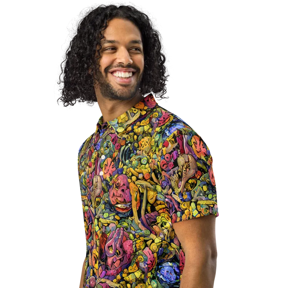 Neon Fossil Garden on Men's Slim Fit Polo Shirt — Left Front