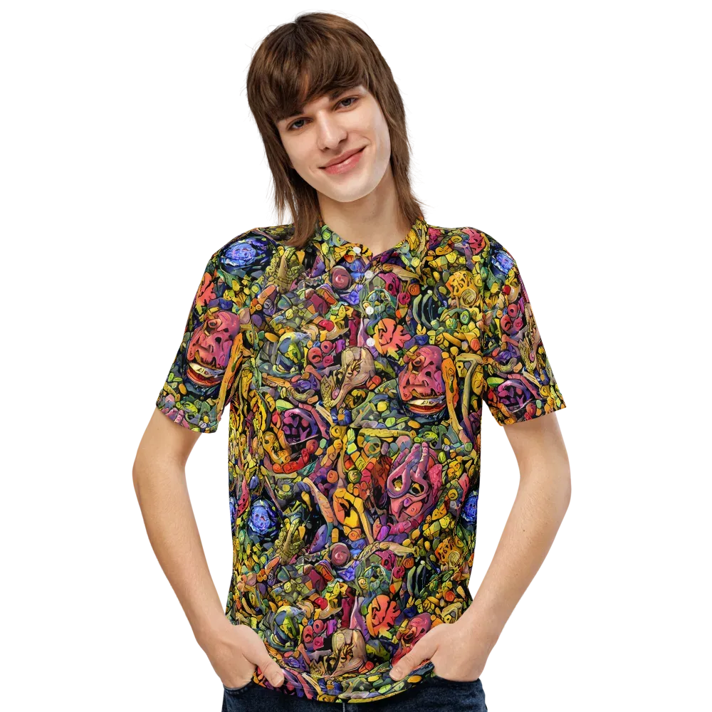 Neon Fossil Garden on Men's Slim Fit Polo Shirt — Front