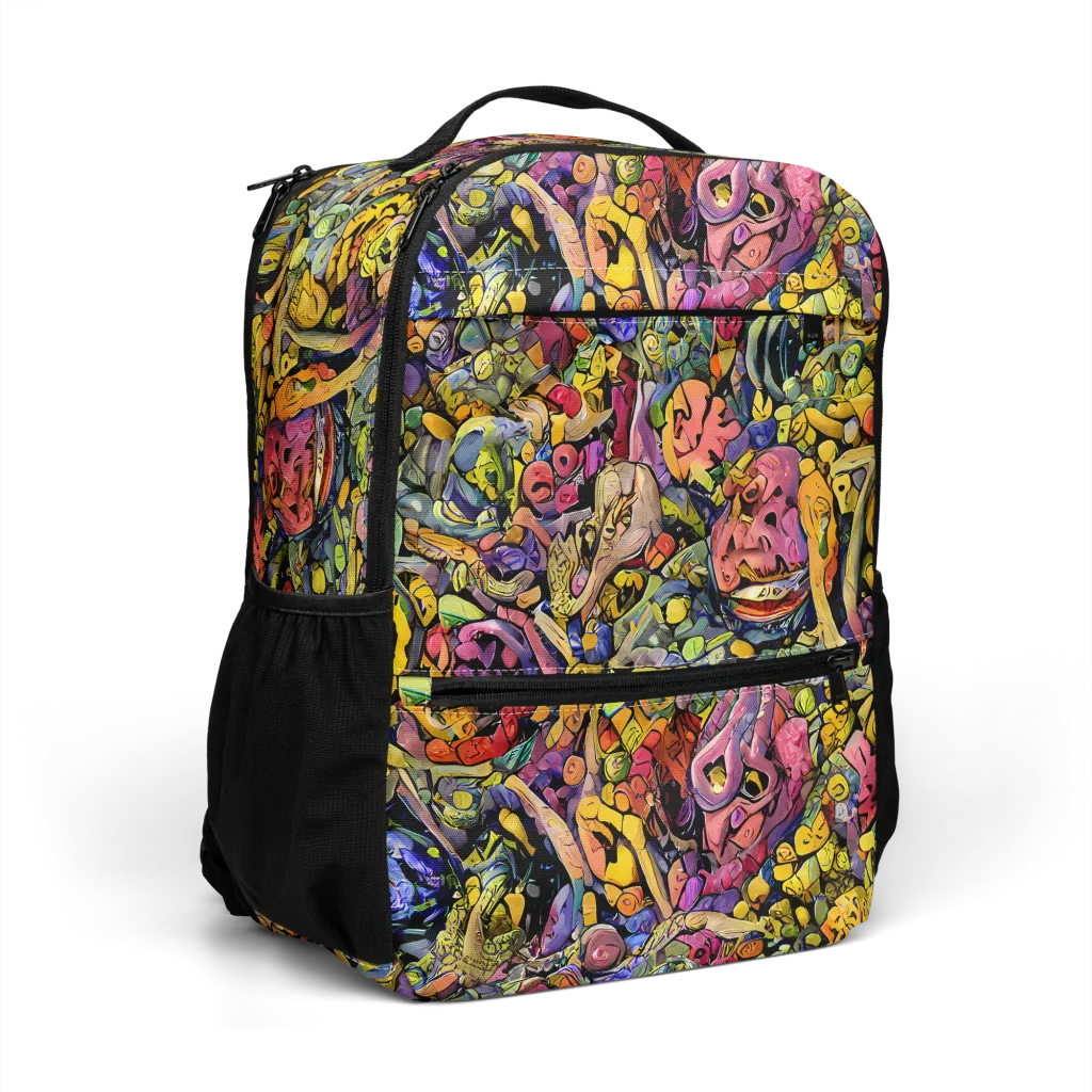 Neon Fossil Garden on Utility Backpack — Right Front