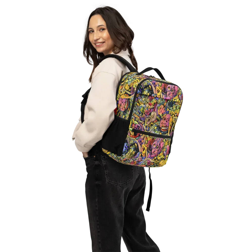 Neon Fossil Garden on Utility Backpack — Back