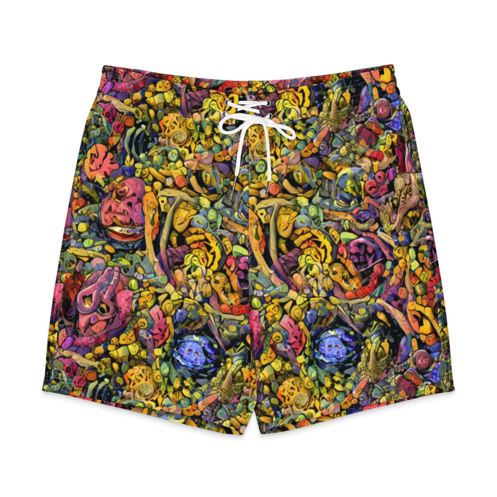 Neon Fossil Garden on Men's Board Shorts — Front
