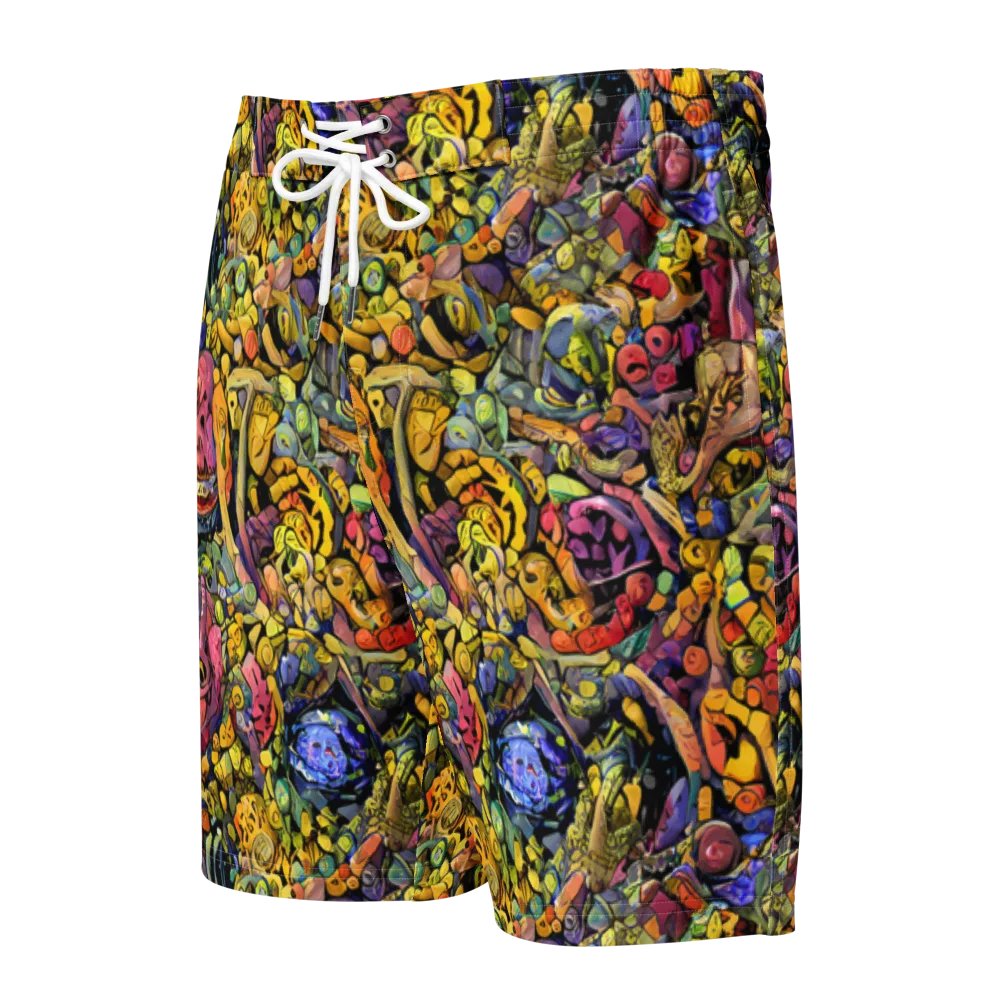 Neon Fossil Garden on Men's Board Shorts — Front