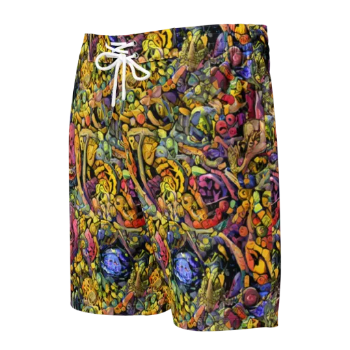 Neon Fossil Garden on a Men's Board Shorts